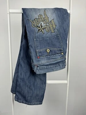 Pantalones de mezclilla vintage No Fear con logotipo grande talla 38 Foto 1 de 4