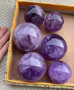 6pcs 2710g 57-78mm natural amethyst crystal balls healing - Picture 1 of 1