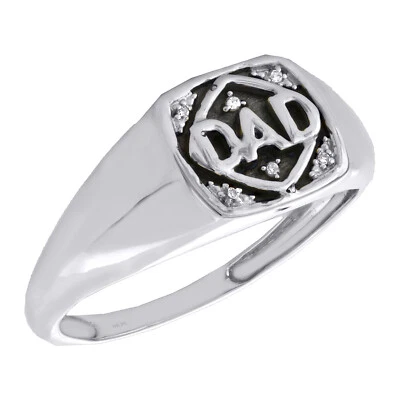 Anillo de boda de lujo de oro blanco de 10 quilates redondo de diamantes para padre y padre de 10 mm 0,018 quilates Foto 1 de 4