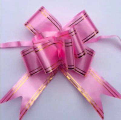 Arcos de cinta de satén, grandes prefabricados 10 unidades rosa con canasta dorada arcos artesanales Foto 1 de 4