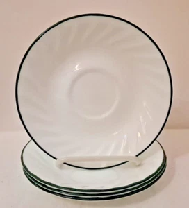 Lot of 4 Corelle Callaway Green Ivy Swirled Rim Saucers - Picture 1 of 3
