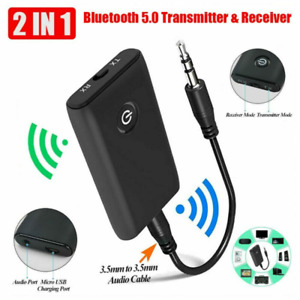 2-in-1 Wireless Bluetooth 5.0 Transmitter Receiver Adapter Audio 3.5mm Jack Aux