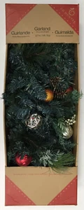 9FT Pre-Lit Decorated Blue/Green Garland 90 LED Lights Pine Cones Ornaments - Picture 1 of 5