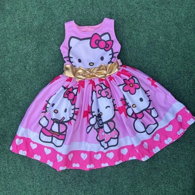 Vestido de fiesta rosa de Hello Kitty para niñas Foto 1 de 4