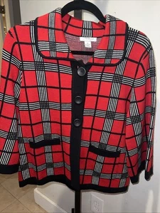 MERCER STREET STUDIO Jacke rot schwarz geknöpft Acryl Medium - Bild 1 von 3