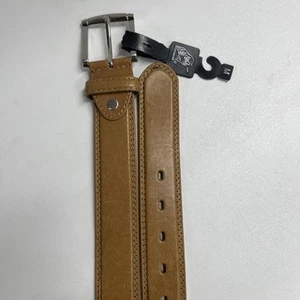 Echtleder Gürtel starke Schnalle hellbraun M 37 mm x 103 cm passend für 32”-37” - Bild 1 von 3