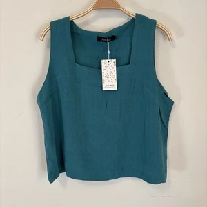 NEU Automet Damen Cropped Tank Top grün türkis Gr. L eckiger Ausschnitt leise Luxus - Bild 1 von 5