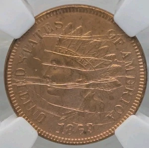 1869 testa di indiano centesimo MS dettagli RD graffi - Foto 1 di 4