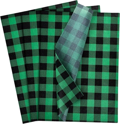 100 Sheets Christmas Tissue Paper, 10"X14" Green and Black Wrapping Paper for Ch - Image 1 of 4