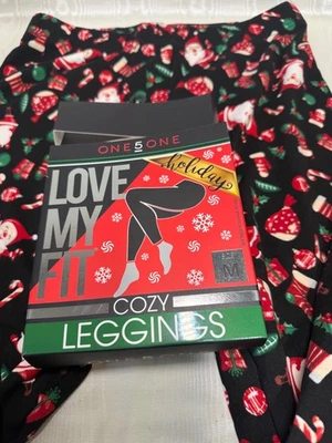 HOLIDAY LOVE MY FIT FLEECE WOMENS LEGGINGS NEW MULTA COLOR  SZ M - Image 1 of 4