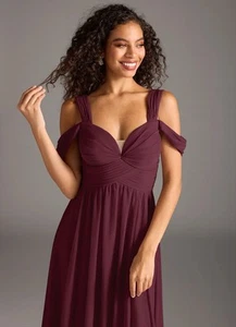 Nuevo con etiquetas Vestido Maxi Formal Azazie Lianne Try On Cabernet Lateral Dividido en Capas Talla A14 - Imagen 1 de 14
