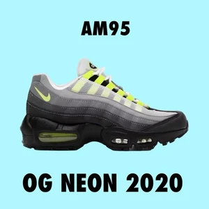 Nike Air Max 95 OG Neon 2020 Black Neon Yellow LT Graphite CZ0910-001 GS Size 6y - Picture 1 of 7