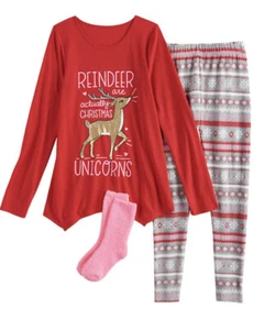 Girl’s SO Holiday UNICORN 2-Piece Pajama Set with Matching Socks Set Size 6 NWT - Picture 1 of 5