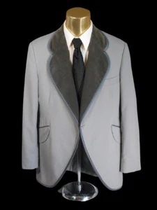 Boys Vintage Gray Tuxedo HUGE Velvet lapels Coat Scrooge Victorian Cutaway 1970 - Picture 1 of 4