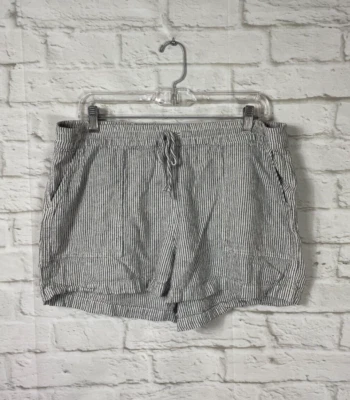 Pantalones cortos de mezcla de lino a rayas talla grande J CREW para mujer Foto 1 de 4