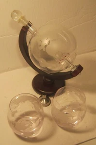 Fabulous SHIP-IN-THE-BOTTLE Liquor Decanter w 2 Glasses & Funnel WORLD GLOBE!!! - Picture 1 of 6