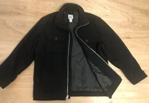 womens Black Wool Blend Moto Jacket Sz M Zip Pockets Streetwear Casual Outerwear - Picture 1 of 12