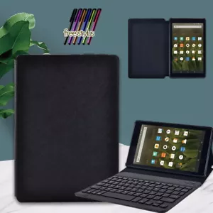 PU Leather Stand Cover Case+Bluetooth Keyboard For Amazon Fire 7/HD 8/HD 10/Plus - Picture 1 of 12