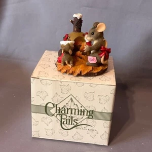 Vintage Charming Tails Statuina Topo Fitz Floyd Calza di Natale Camino Appeso - Foto 1 di 4