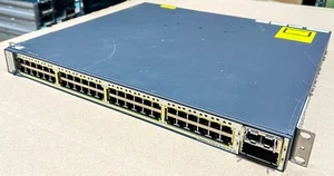 Cisco WS-C3750E-48PD-S 48-Port Gigabit PoE Switch with 1x TwinGig Converter - Picture 1 of 7