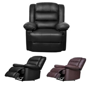 MANUAL PU LEATHER RECLINER ARMCHAIR SOFA HOME LOUNGE CHAIR RECLINING GAMING - Picture 1 of 21