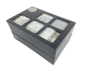 Wood Photo Jewelry Box Lot 3 Tiers of Costume & Vintage Pins Ear Rings etc... - Picture 1 of 11