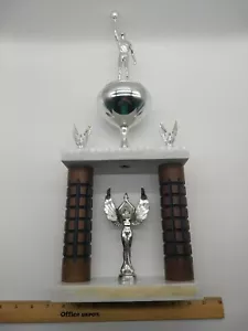 23 inch Vintage rare silver basketball Trophy quartz bases double eagle angel - Picture 1 of 3
