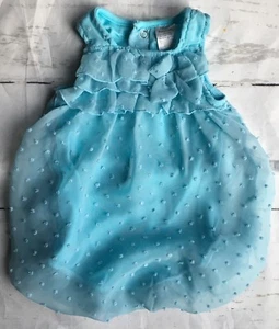 Girls Outfit Size 3 Months Baby One Piece Dressy Aqua Blue Snap - Picture 1 of 12