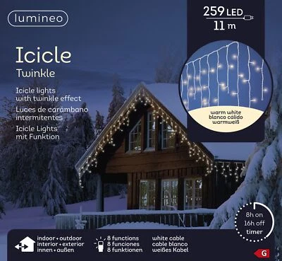 Lumineo Lichterkette Icicle Twinkle 259 LED 11 m warm weiß, weißes Kabel - Bild 1 von 4