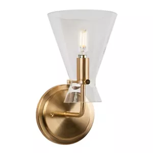 Forte Lighting Beaker 1 Light Wall Sconce, Soft Gold/Clear - 5733-01-12 - Picture 1 of 1