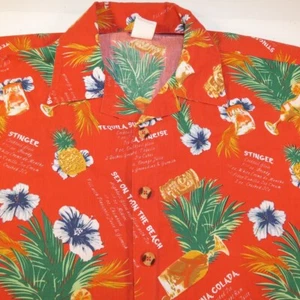 PONY EXPRESS COCKTAILS DRINKS HAWAII ALOHA TIKI HAWAIIAN BAHAMA SHIRT Mens XL  - Picture 1 of 5
