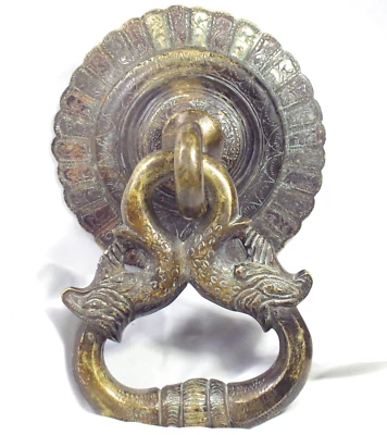 Manija de Puerta Peces Náutica Pesada Ornamentada Antigua De Colección Bronce Latón Asiático Súper Foto 1 de 4