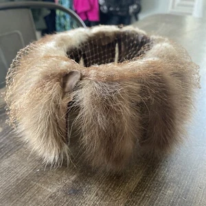 Vtg 40s Real Fur Fascinator Hat Original Rabbit? Beaver? Millinery Fashion - Picture 1 of 9