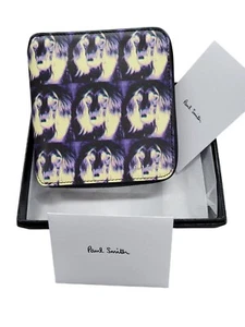 Paul Smith Italian Leather Wallet With Negative Dog Print & Zip Closure NEW - Picture 1 of 9