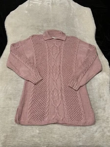 Deidre McGuire Pima Cotton Knit Long Sleeve Pink Ireland Heavy Sweater Medium - Picture 1 of 7