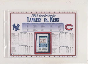 POSTAL SERVICE YANKEES - REDS 1961 WORLD SERIES STAT CARD U S TO HONOR YANKEES - Bild 1 von 2