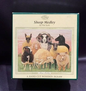 Optimago Wooden Jigsaw Puzzle Sheep Medley by Pat Scott - Picture 1 of 4