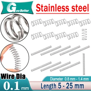Stainless Steel Compression Springs Steel Wire 0.1 mm Small Coil Spring 5mm-20mm - Picture 1 of 48