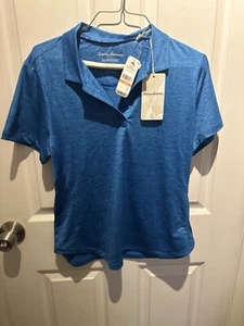 Tommy Bahama Delray Island Zone Womens Polo Golf Shirt Cobalt Size Small UV NWT - Picture 1 of 7