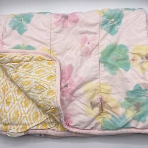 Burts Bees Floral Pastel Baby Blanket Tie Dye Quilt Lovey Organic Cotton 27x34