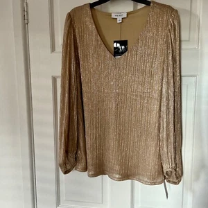 New With Tags Nine West Gold Combo Long Sleeved, Lined Top Size - Large - Picture 1 of 3