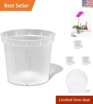 Juego de 3 macetas contemporáneas para orquídeas ranuradas de 4 pulgadas - diseño ligero y transparente Foto 1 de 4