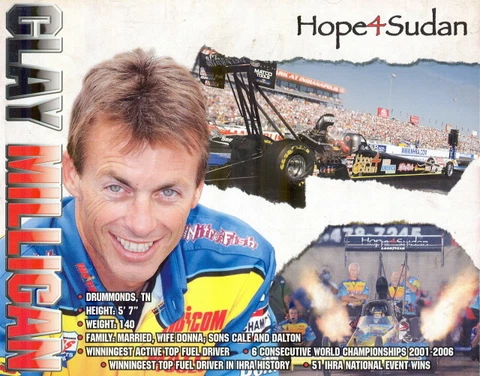2008 Clay Millican Hope 4 Sudan "2nd issued" Top Fuel NHRA postcard Cover