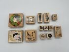 13 Wood Rubber Stamps, Korean, Asian, Koi fish, Folding Fan, Chinese, Japanese