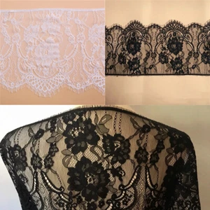 3 Yards Floral Embroidered Eyelash Mesh Lace Trim Sewing Crafts 26CM Wide - Picture 1 of 15
