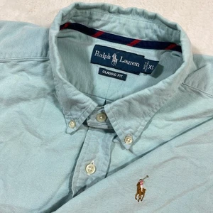 Ralph Lauren Oxford Hemd Classic Fit Button Down Blau Grün Kurzarm XL - Bild 1 von 10