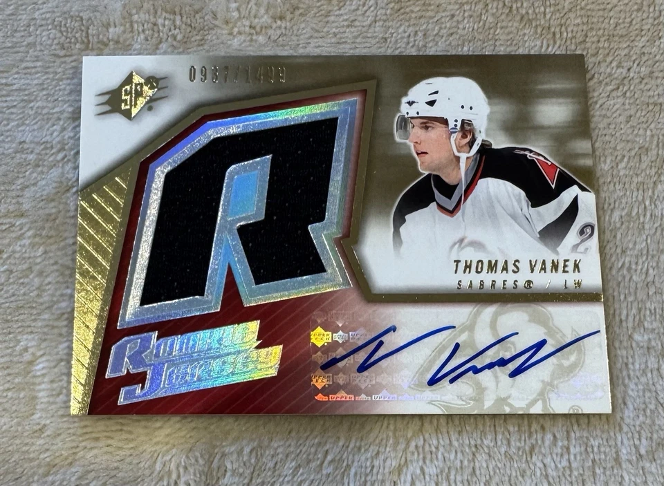 2005-06 SPx Rookie Jersey /1499 Thomas Vanek #177 Rookie Auto RC - Image 1 of 2