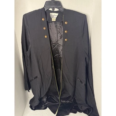 Blazer de diseño de hoy negro estilo militar con conjunto de pantalones de pierna ancha a juego EE. UU. S Foto 1 de 4