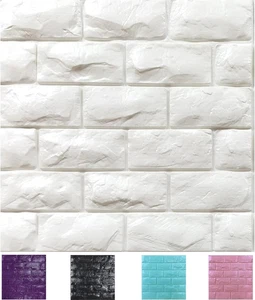 30PCS 3D Wall Panels Peel and Stick Faux Brick Wallpaper White Self Adhesive ... - Picture 1 of 12
