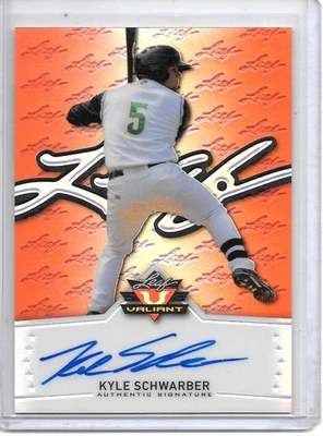 2014 Leaf Valiant KYLE Schwarzber laranja prismático automático RC #11/50 PHILLIES!! - Imagem 1 de 2